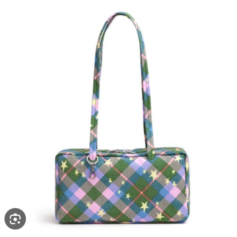 BAGGU Nylon Bowler Bag in Green Star Plaid